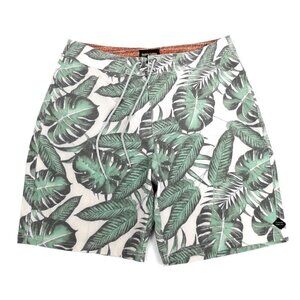 Rip Curl Floral Stassi Pink Green Board Shorts Swim Trunks Men 31 90s Palm Print